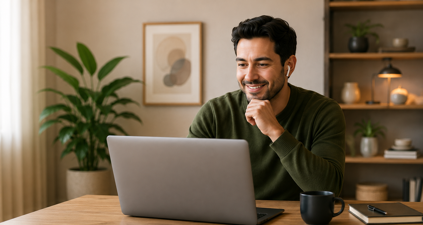 Hombre realizando una sesión de terapia online