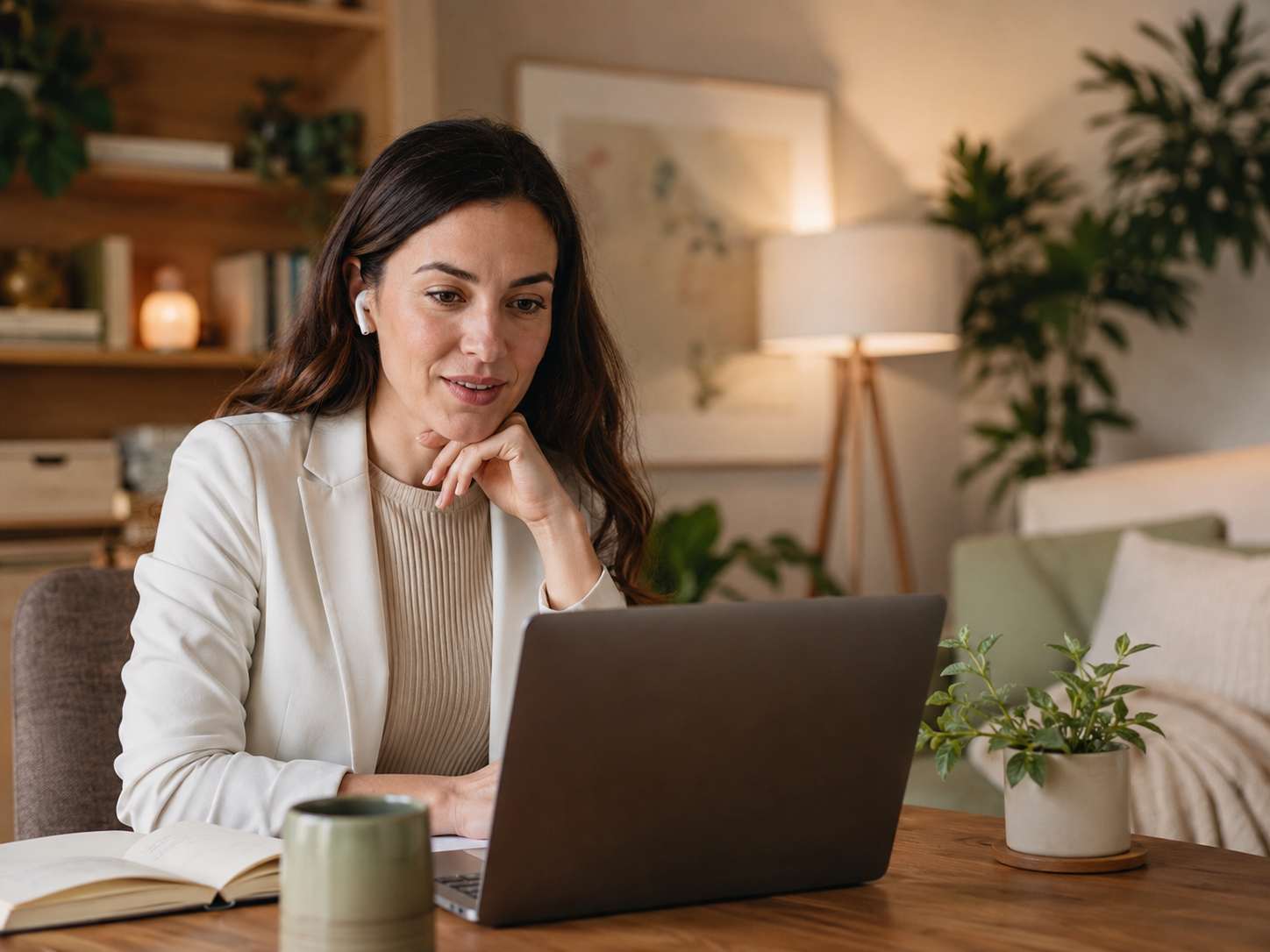 Profesional gestionando información de terapia online internacional