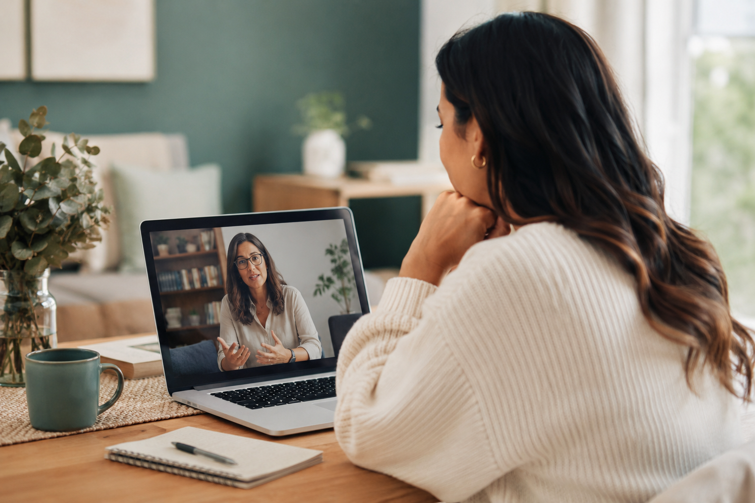Terapia Individual Online - Terapia Online En Español - Healthy Mind Projects A Cozy Indoor Scene Of A Woman Video Chatting On A 1 Batch 1 1